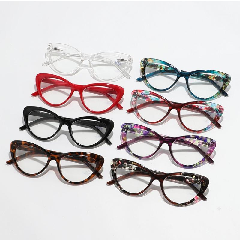 Unisex Fashion Cat'S Eye Framed Farsighted Glasses Women'S Fashion Anti-Blu-Ray Reading Glasses New Hd Prescription Glasses +4.0