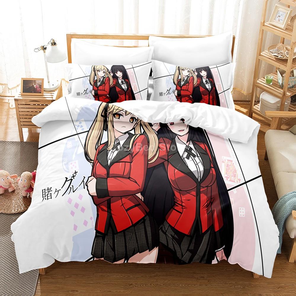 Kakegurui Sengetøy Sett For Jente Anime 3d Dynetrekk Sett Dyne Sengetøy Twin Queen King Enkelt Størrelse Gutter Barn Gave Tegneserie