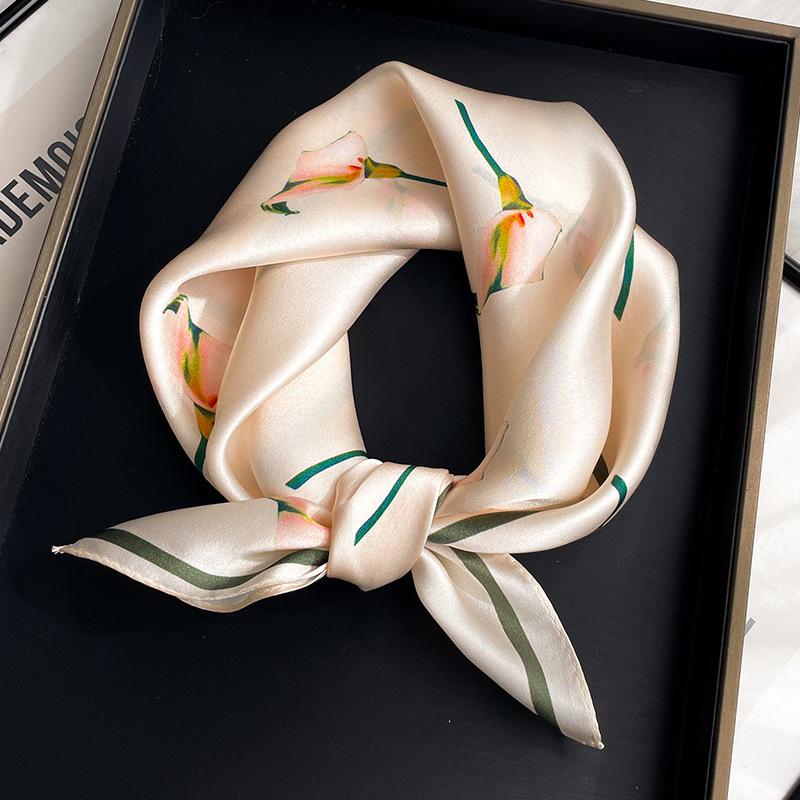 

Новый 100% Натуральный Шелковый Шарф Женский Шейный Платок Роскошный Высококачественный Бандана Квадратная Повязка на Голову Хиджаб Принт Пончо Шарфы Пашмина Real Silk 53x53cm