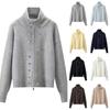 Women's Casual Knit Cardigan Sweater with Buttons and Zipper Closure for Everyday Wear