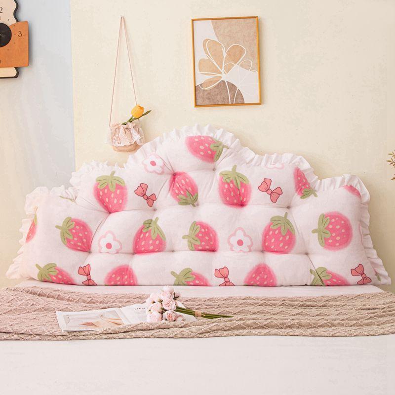 Принцессовый стиль прикроватная подушка, цветок клубники, коричневый медведь, подушка, спинка дивана, мягкая 150x65cm