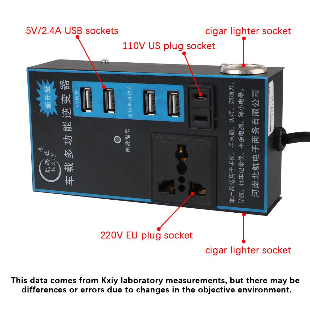 200W Car Inverter DC 12V/24V To AC 110V/220V Converter 8 Ports Sockets ON/OFF Switch USB/PD/Type-C Chargers QC 3.0 Power Adapter