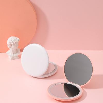Mini Mirror Personalized Small LED Light Cosmetic  Folding Makeup Compact Pocket Mirror Women Luminous Effect Pink Chargeable