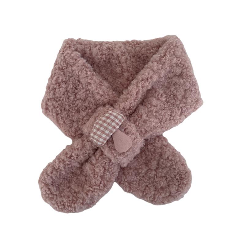 Korean Cartoon Mushroom Kids' Scarf: Unisex, Thickened Crossed Neck Warmer
