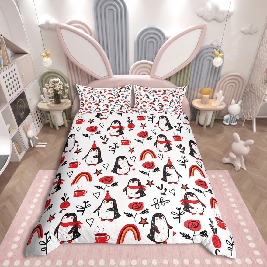 

Homewish Cute Penguin Duvet Cover Set,Cute Animal for Kids Bedding Set,Kawaii Wildlife Decor DE XS 100x135cm 2pcs&set