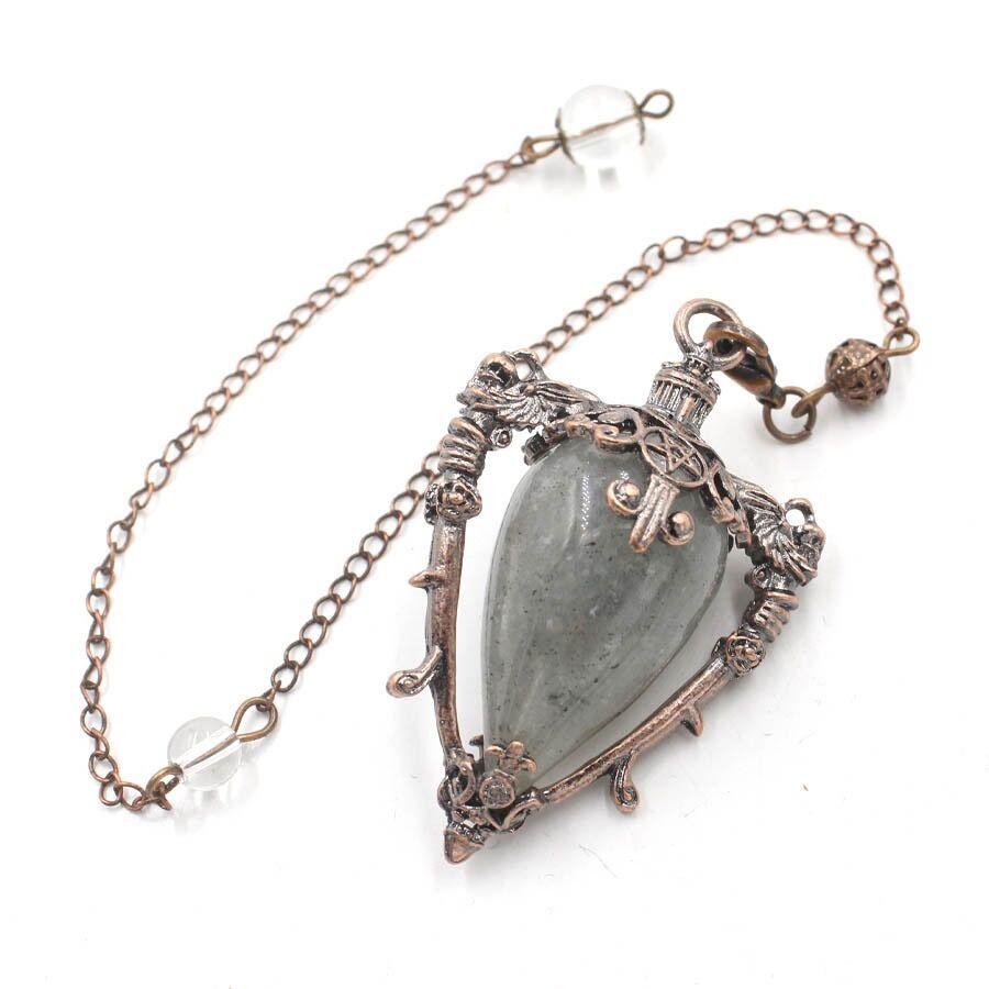 Healing Natural Stone Crystal Pendulums for Divination Black Obsidian Pendant Quartz Pendulum Dowsing Spiritual Pendulos X202
