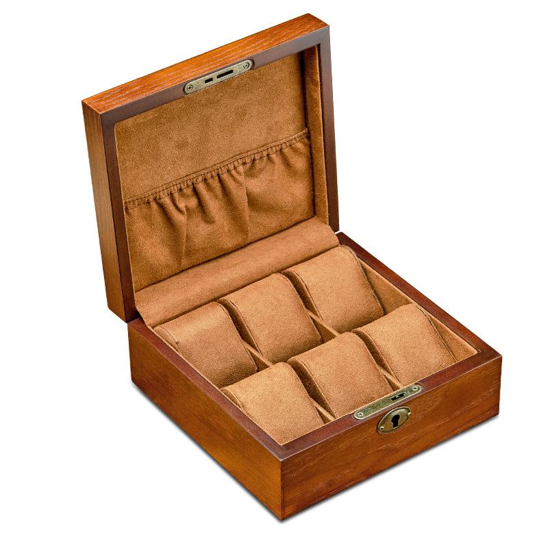 European-Style Wooden Watch Storage Box with Lock - Mechanical Watch, Bracelet & Jewelry Organizer Display