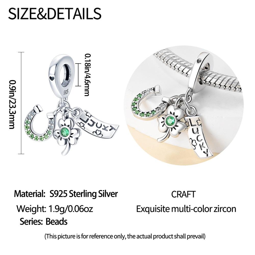 Original Copper Charms Luxury Lucky Four-Leaf Clover Pendant Three Bead Fit Bracelet Diy Women Making Delicate Gift