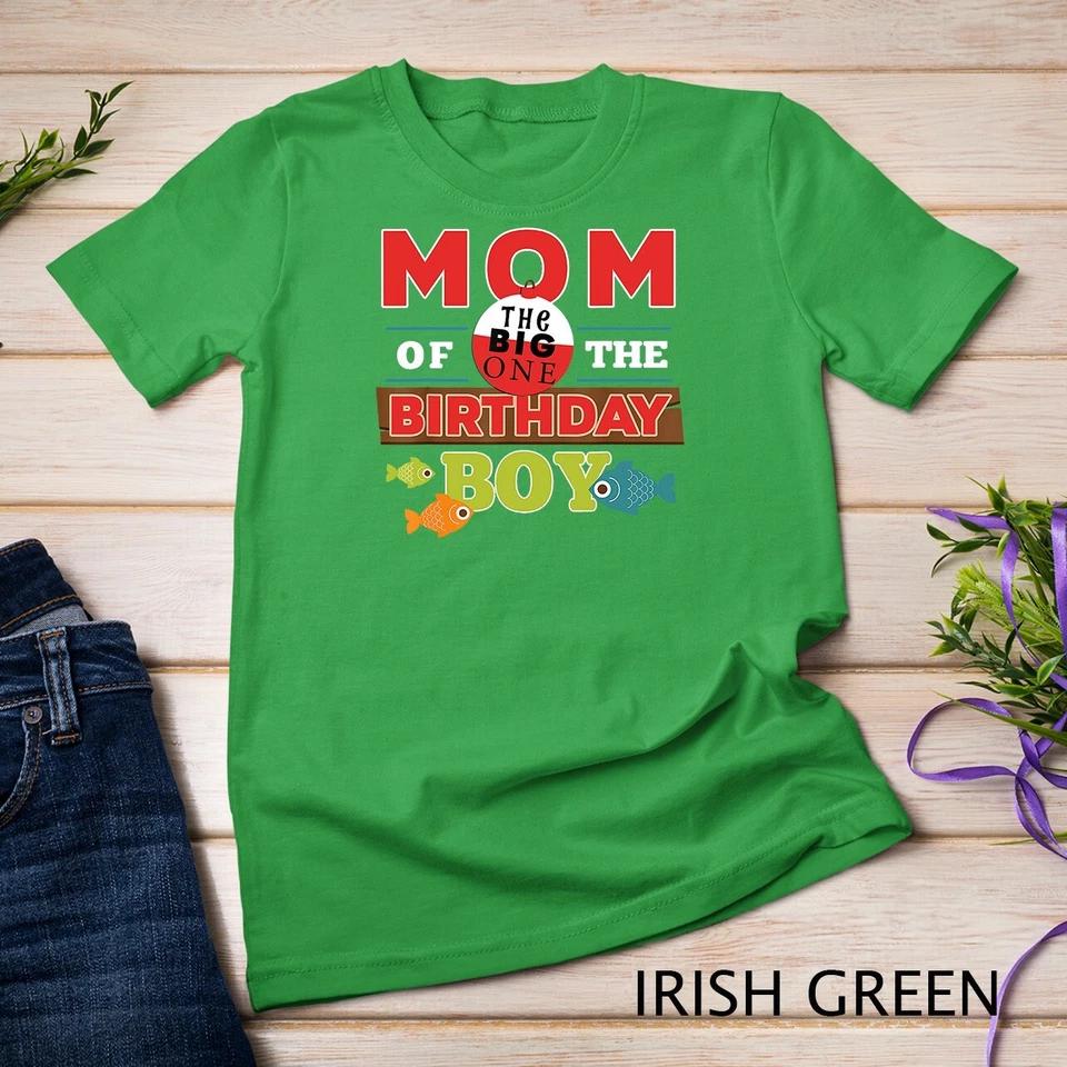 Big One Fishing Theme Mom of the Birthday Boy Unisex T-shirt 5 S