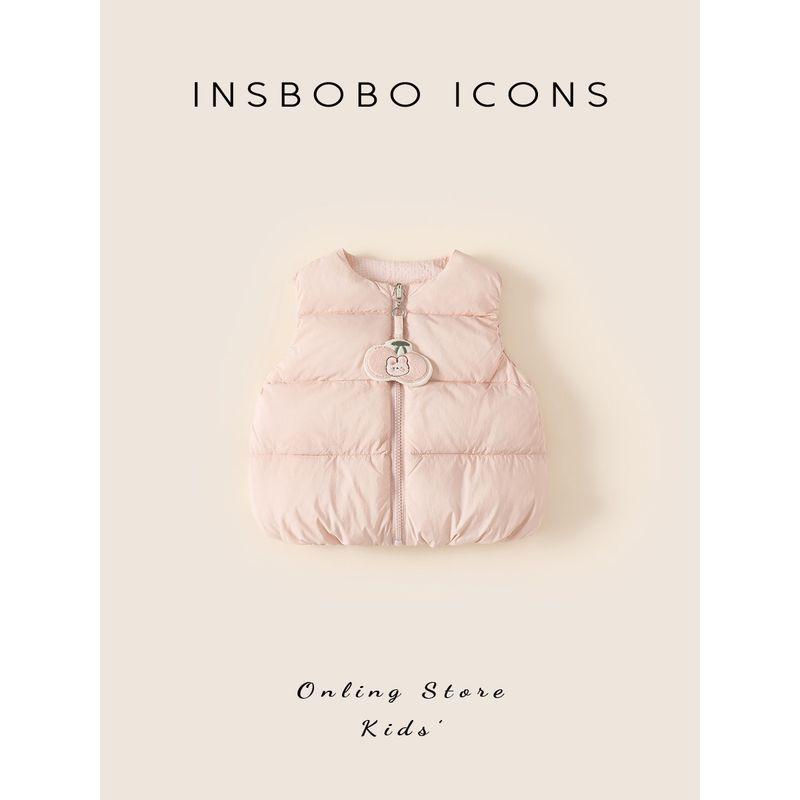 Insbobo Girls' down Vest 2025 Winter New Style Children's Stylish Warm Top for Girls Thickened Winter Clothing