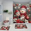 Christmas Snowman Bathroom Set With Machine Washable Fade-Resistant Polyester Bath Ensemble, Includes Hooks, Fashion Themed Acce