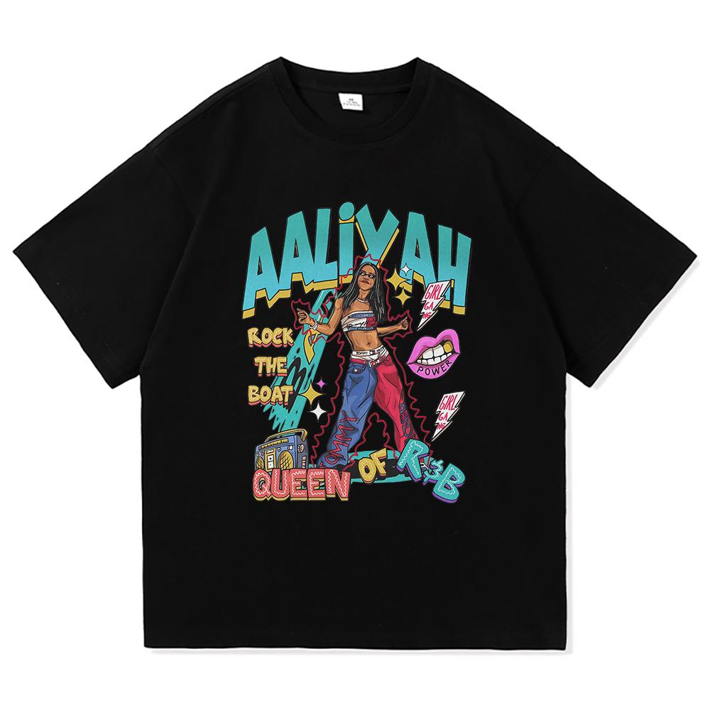 Aaliyah T Shirt Fashion Men Clothing Harajuku Unisex High Quality Cotton Tops Manga Funny Graphic T Shirts for Fans Gifts
