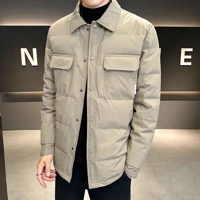 Warm Down Jacket Men's Lapel Dad Top Cold-resistant% White Duck Down Casual Jacket
