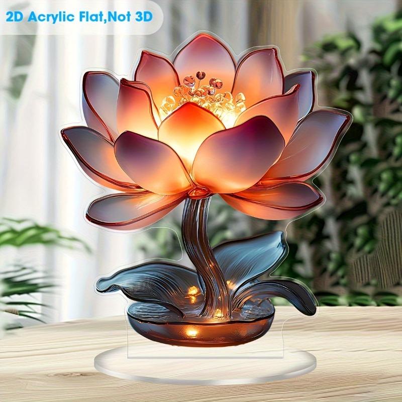 2D Flat Bohemian Style Acrylic Lotus Desktop Decoration, Lotus Design, Suitable for wall Decoration, porch, Room, Villa, accents Home, Hallway, or Wor