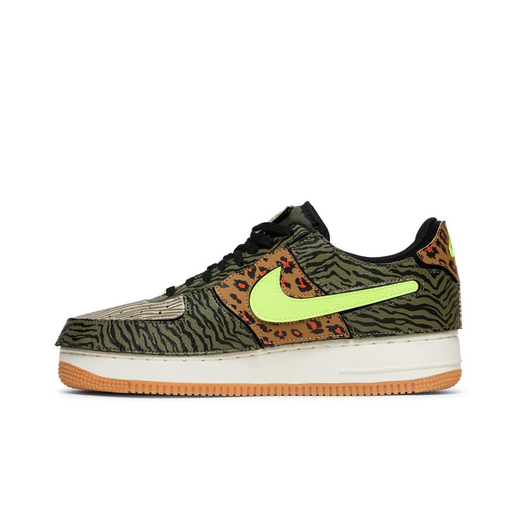 Nike Air Force 1 / 1 'Animal Print' (Unisex) Medium Olive / Rattan / Black / Volt Skate Shoes DM5329 200