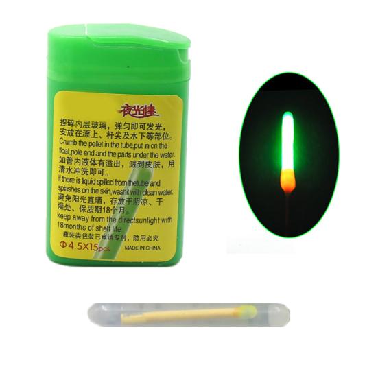 MUQZI Sportzubehör, 15 Stück, Mini-Nachtfischen, fluoreszierender Leuchtstab, schwimmender Leuchtstab im Dunkeln