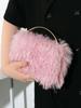 Borsa invernale in peluche da donna portatile con nappe e chiusura a lucchetto per uscite serali