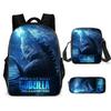 Godzilla Backpack Anime Cartoon Student School Bag 3 Pieces Set