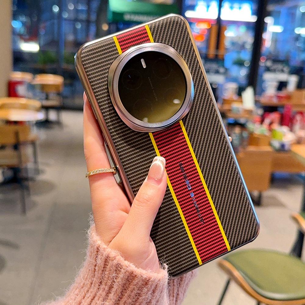 Für Honor Magic7 Pro 5G Hülle Fasertextur Leder+PC Handyhülle