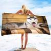 Lightweight Husky Dog Beach Towel Quick Dry Sand Free Pool Bath Towel Soft Outdoor Travel Towels for Camping Swimming Yoga Sport