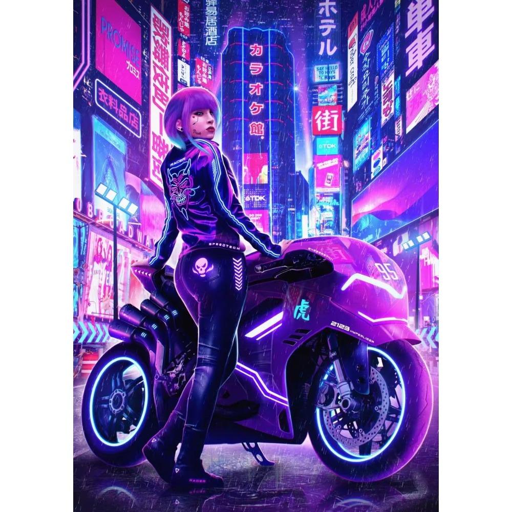 Future Cyberpunk City Poster Punk Style Night City Street Scenery Canvas Wall Picture for Living Room Decor Cuadro