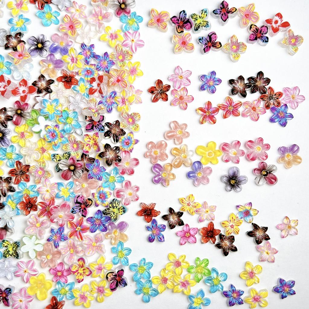New Colorful Five-Petal Flower Nail Art Resin Gradient Super Fairy Lily Flower Realistic Wearable Nail Material
