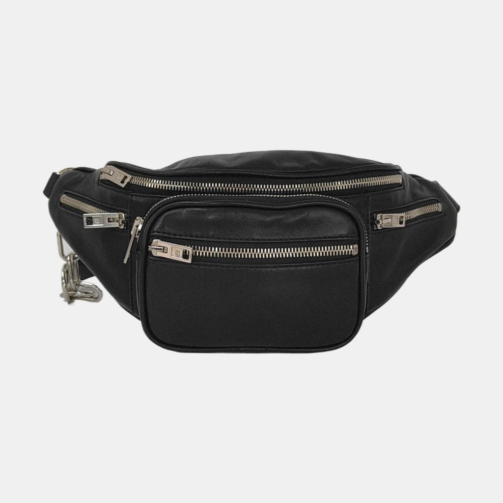 [Gebraucht] Schwarze Leder Bauchtasche Mittel - Sehr Gut #1N84LN0