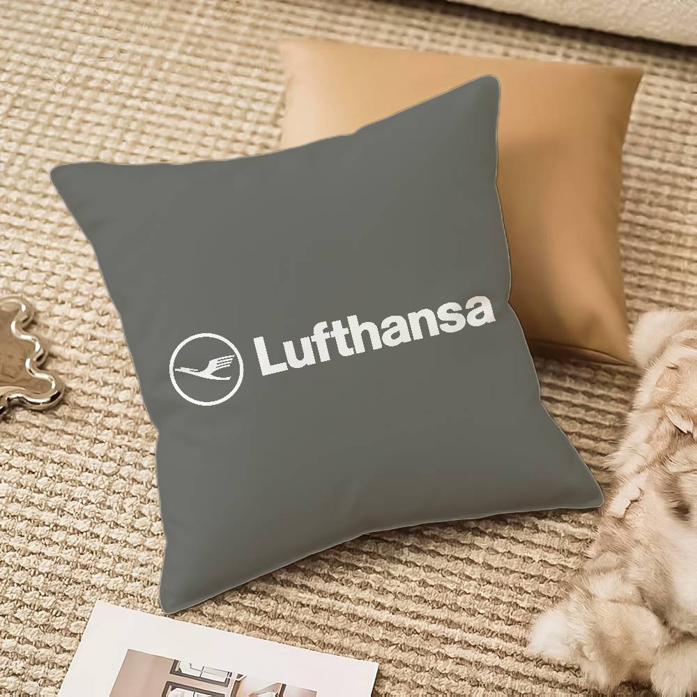 Flight Commemoration L-Lufthansa-T Airlines Pillow Case Comfort Sofa Bed Silky Elegant Invisible Zipper Decorative Cushion Cover