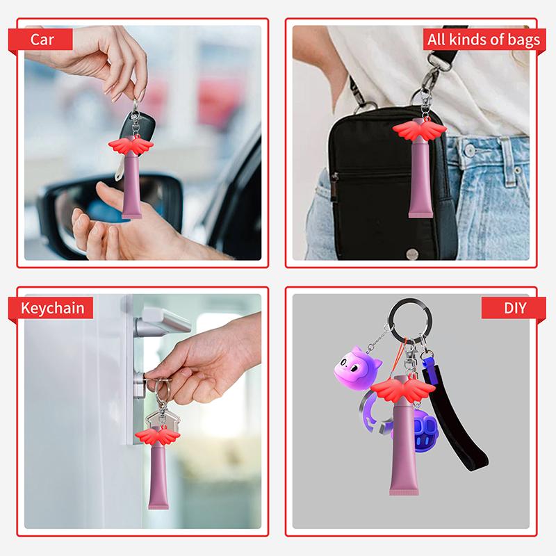 Portachiavi Portabalsamo Labbra in Silicone Durevole Tappo Ciondolo per Borsa Portachiavi Tappo Custodia per Rossetto Accessori Strumenti per Trucco Portachiavi Tappo per Lucidalabbra