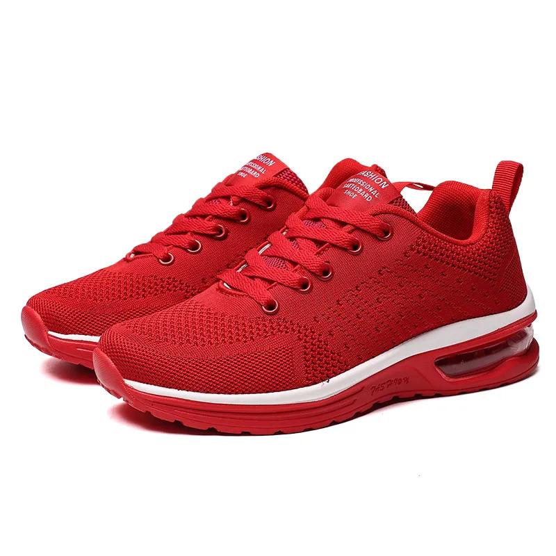 

Fashion Men Women Sneakers Unisex Breathable Running Shoes Breathable Lightweight Air Cushion Sport Trainers 46 красный