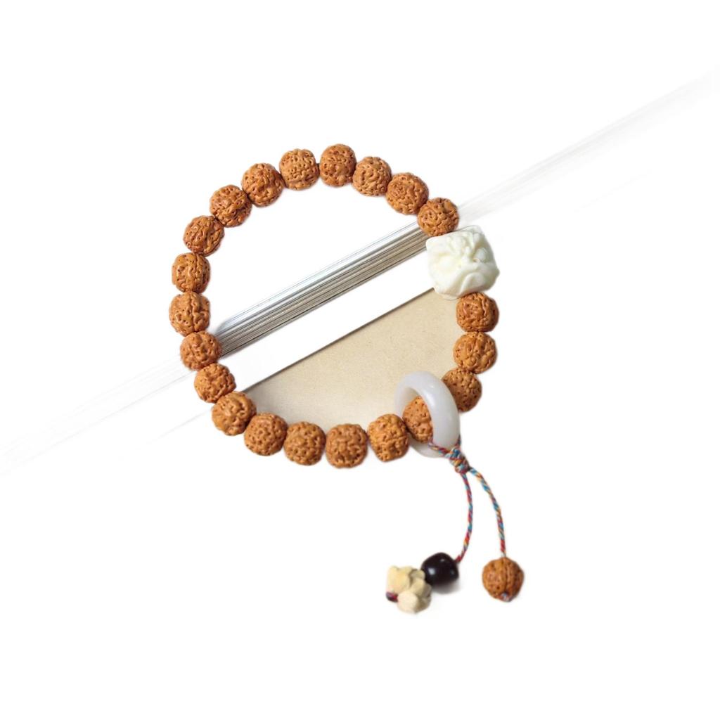 Unisex 14mm Little Vajra Bodhi Bracelet - Wenwan Buddha Prayer Beads, Ethnic Style Ornament