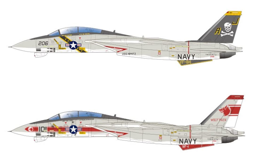 

PLATZ Набор пластиковых моделей ВМС США Tomcat Jolly Rogers Wolfpack 1/144 F-14A VF-84 и VF-1 2 штуки PF-66