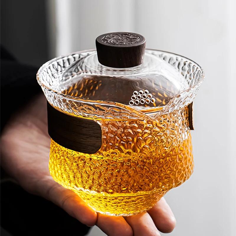 High Temperature Resistance Glass Teapot With Anti-scalding Handle Office Used Tea Cup Transparent Kettle
