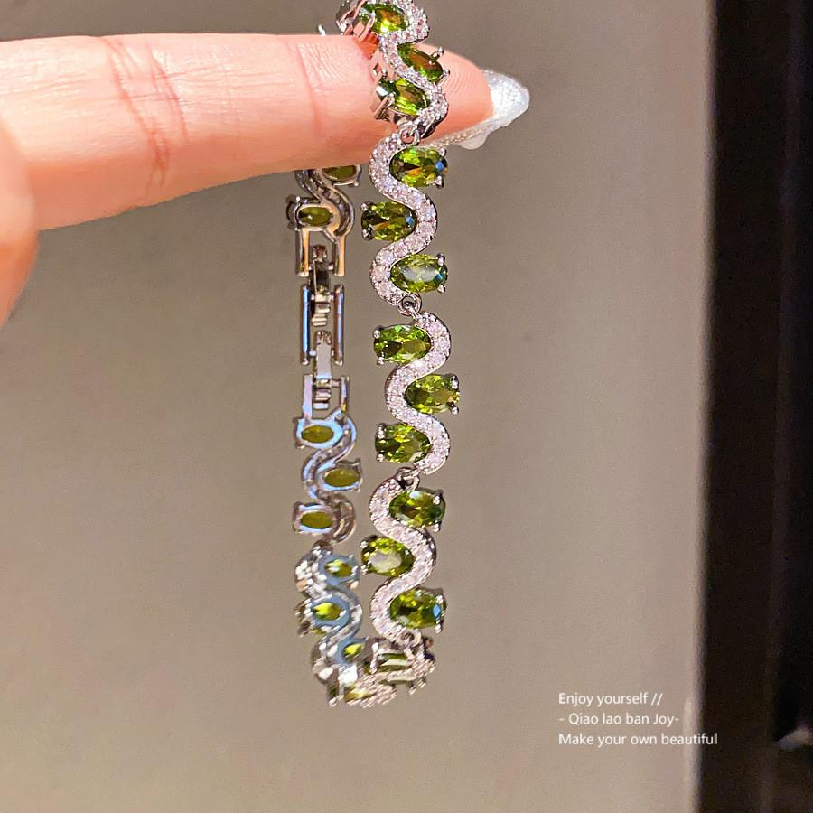 Geometric Zircon Oval Silver Womens Fashion Bracelet For Elegant Gift