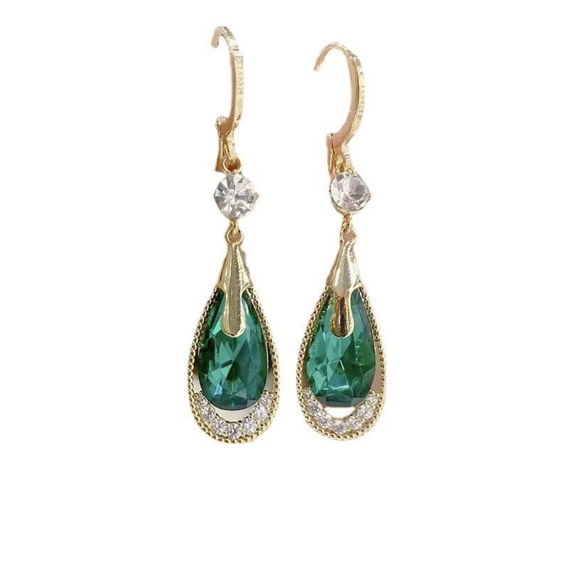 Simple Water Drop Shaped Ear Buckle Atmospheric Diamond Fringed Earrings Retro Style Earrings Earrings