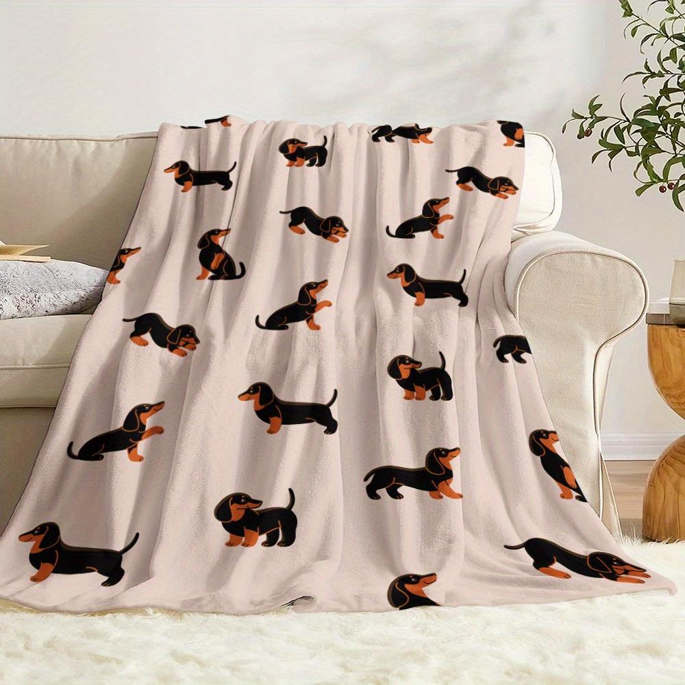 

Dachshund Dog Flannel Blanket Cute Puppy Pattern Soft Cozy Throw for Couch Bed Living Room Bedroom Pet Lover Gift Adorable 30x40in