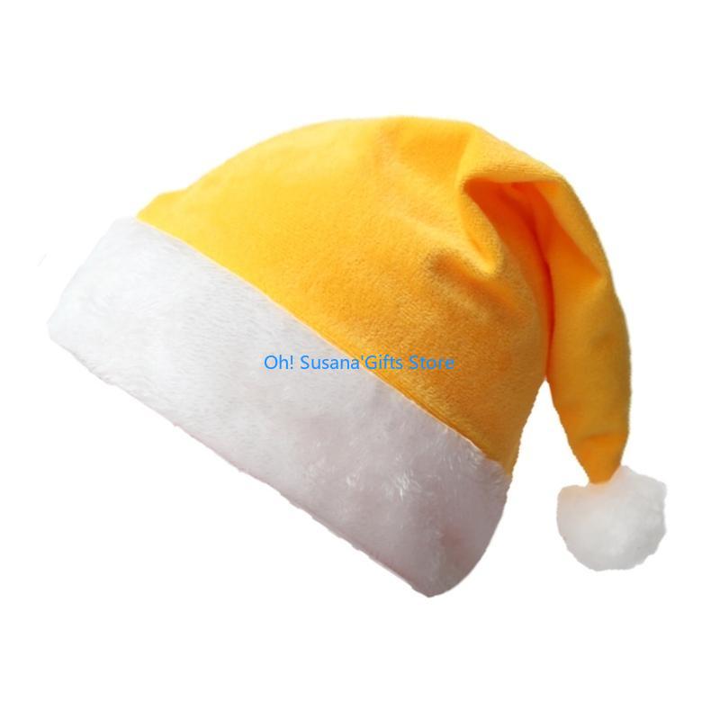 090D Party Hat MerryChristmas Plush Hat for Festival Family Gathering PartyFavor Props Hat Holiday Decorative Santa Hat