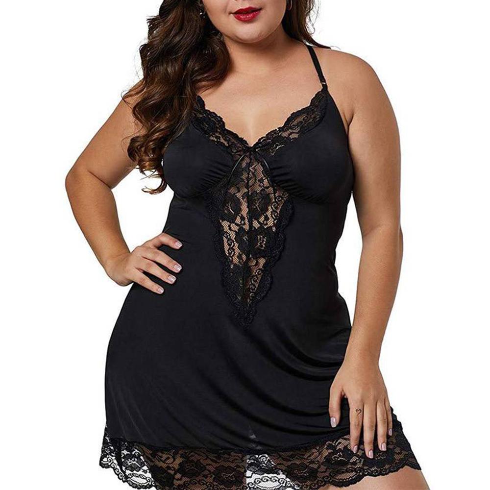Plus Size Sexy Club Basis Dress for Women 2024 Large Size Lace Camisole Pajamas Short Mini Skirt Sleepwear Female Clothing
