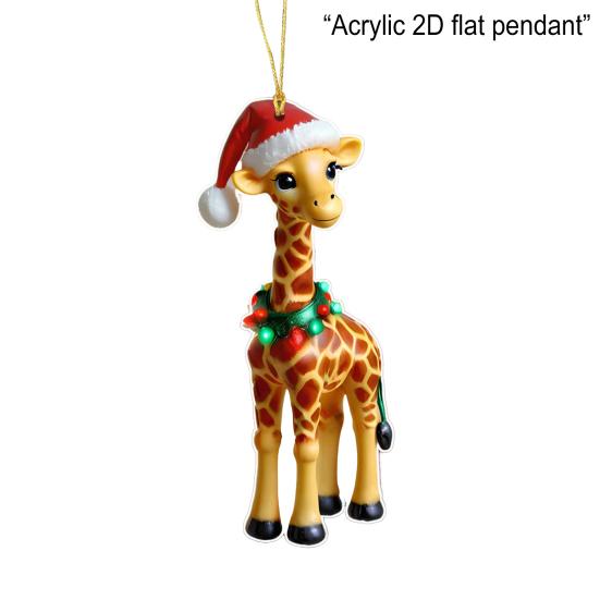 Giraffe Christmas Ornaments 2D Cartoon Giraffe Christmas Hanging Decor for Xmas Tree Acrylic Giraffe Gifts for Women Men