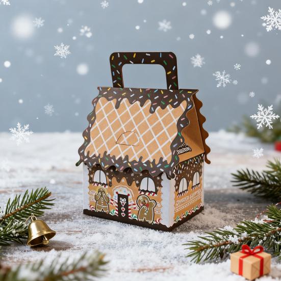 10Pcs Christmas Wonderland Cottage Gift Box Set Large 3D Pop-Up House Shaped Paper Candy Boxes Festive Holiday Party Favor Decor