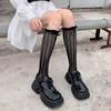 Women's Spring and Summer Ribbon Bow Ballet Style Breathable Lace Lace Mid Calf Socks