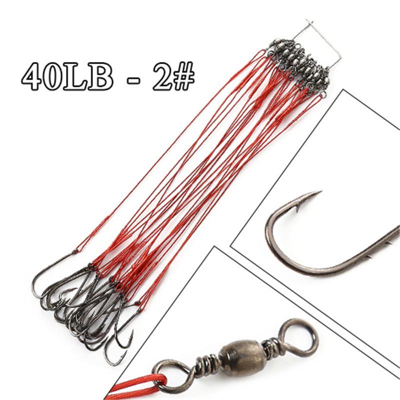FTK 20 Piece Fishing Steel Hook and Wire Leader with Rolling Swivel Clip 12cm/4.724in 16cm/6.30in 20cm/7.874in