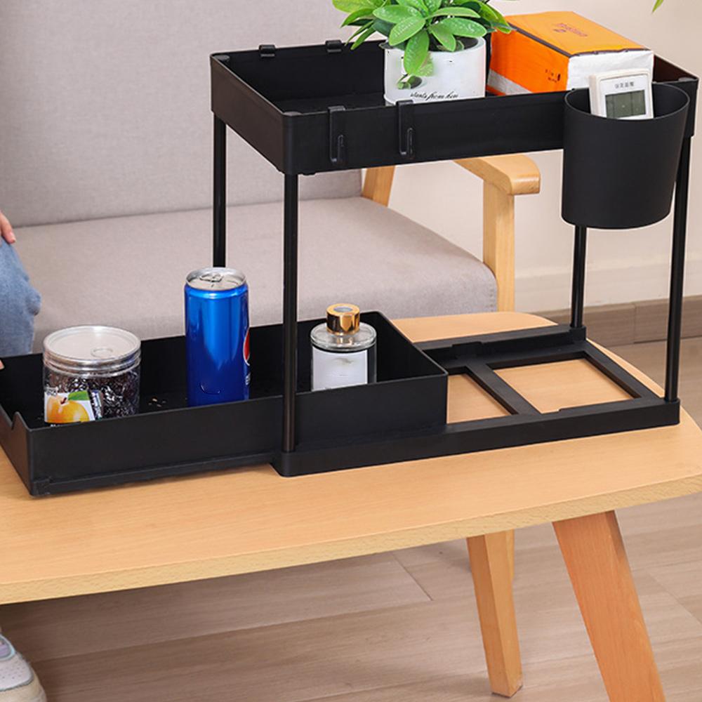 Under Sink Organizer and Storage Rack Table Single Pull-out Storage Rack Bathroom Storage Rack Tiered Shelf Kitchen Storage Rack