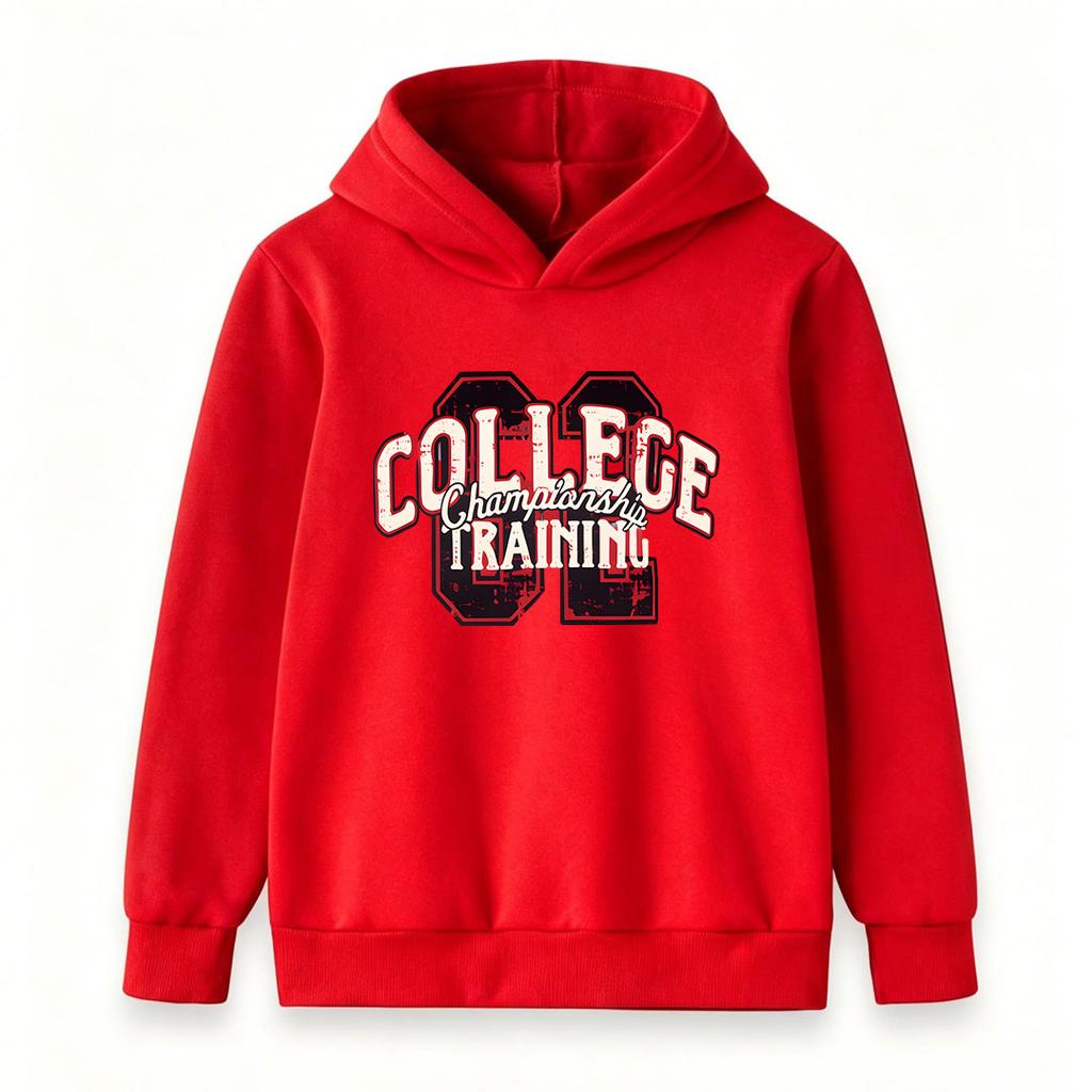 Kids Boys Girls Hoodie Pullover, Casual College Championship Training Letter Printed Long Sleeve Hooded Sweatshirt for Daily School Sports Wear