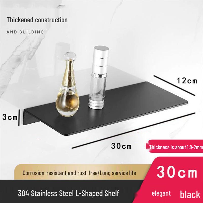 Gunmetal Gray Wall-Mounted Bathroom Shelf - 304 Stainless Steel Vanity Mirror Front Storage Rack