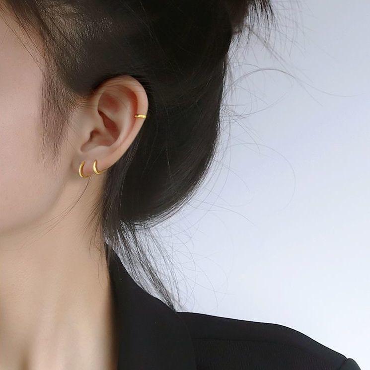 2023 Japanese-Korean Fashion: 925 Pure Silver Smooth Circle Earrings