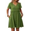 Summer Vacation V-neck Short Sleeved Ruffled Dress for Women Dress