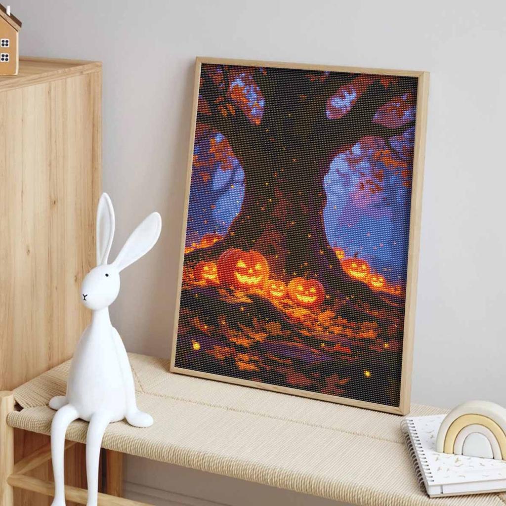 Halloween diamond painting kit handmade diy painting pumpkins under night tree home decoration painting