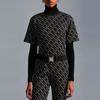 Moncler FW22 Logo All Over Print Round Neck Pullover T-Shirt Women tops Black H20938C00025899TEF90