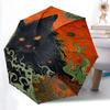 1pc Black Cat's Journey Pattern Cartoon Umbrella, Fashionable, Personalized, High-Value Folding Umbrella, a Must-Have for Summer, 8-Rib Durable Iron F